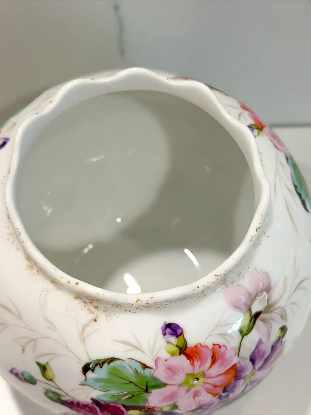 Leonard Vienna Austria Porcelain Cachepot Hand Painted Floral Raised Gilt Relief